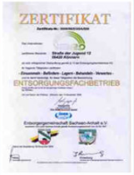 1998 | Zertifizierung zum Entsorgungsfachbetrieb....